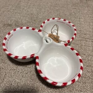 Mud Pie Christmas Triple Tidbit Ceramic Serving Dish